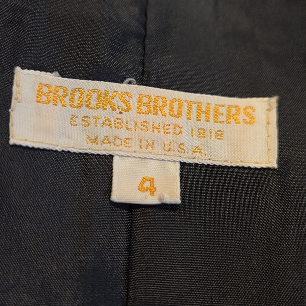Vintage Brooks Brothers Women Long Wool Navy Blue Gold Button Coat Sz 4 Luxury - Picture 6 of 16